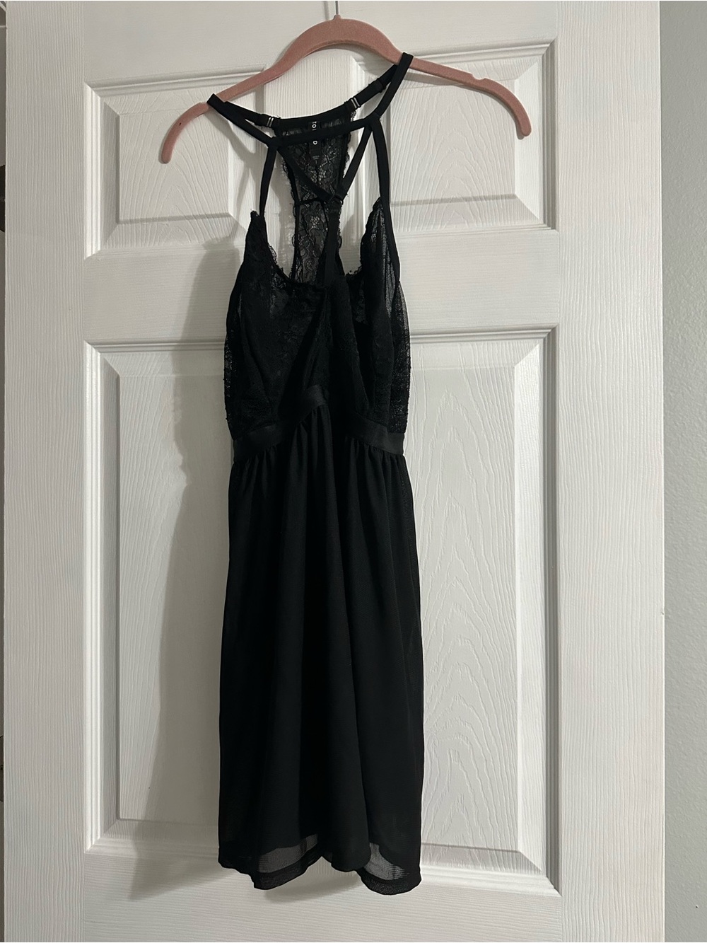 torrid Black Lace-Back Chemise with Strappy Detail